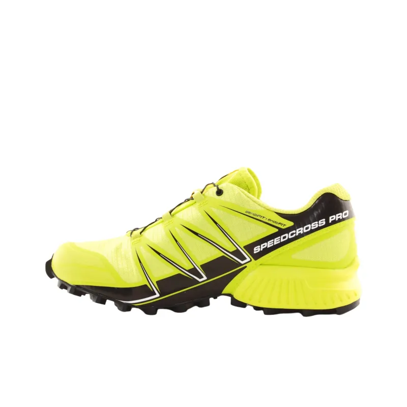 SALOMON SPEEDCROSS PRO Cushioning Waterproof Low Top Running Shoes Men's Green Yellow-1