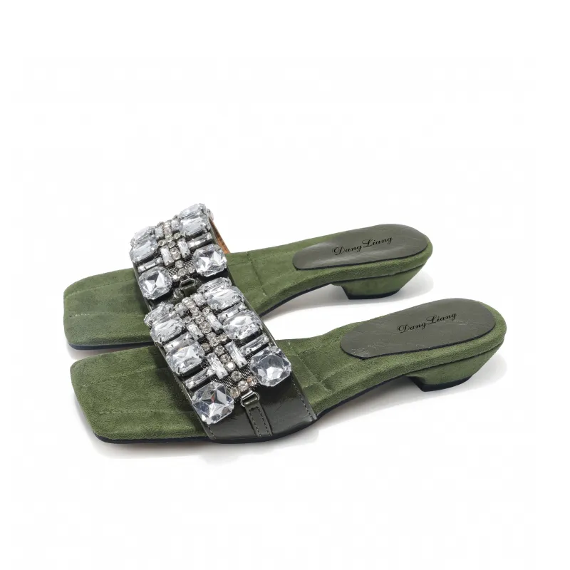 Be Good Rubber Metal Rhinestone Abrasion Resistant Slide Slippers Women's-7