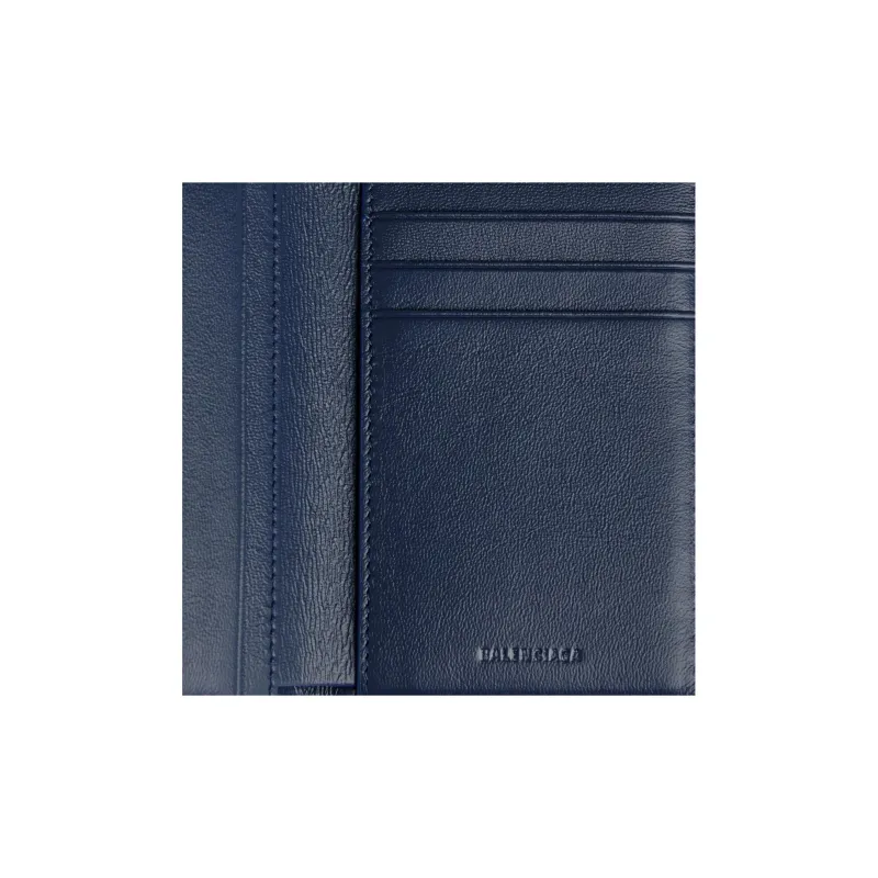 Balenciaga Calfskin Wallet Men's Dark Blue & Burgundy-3