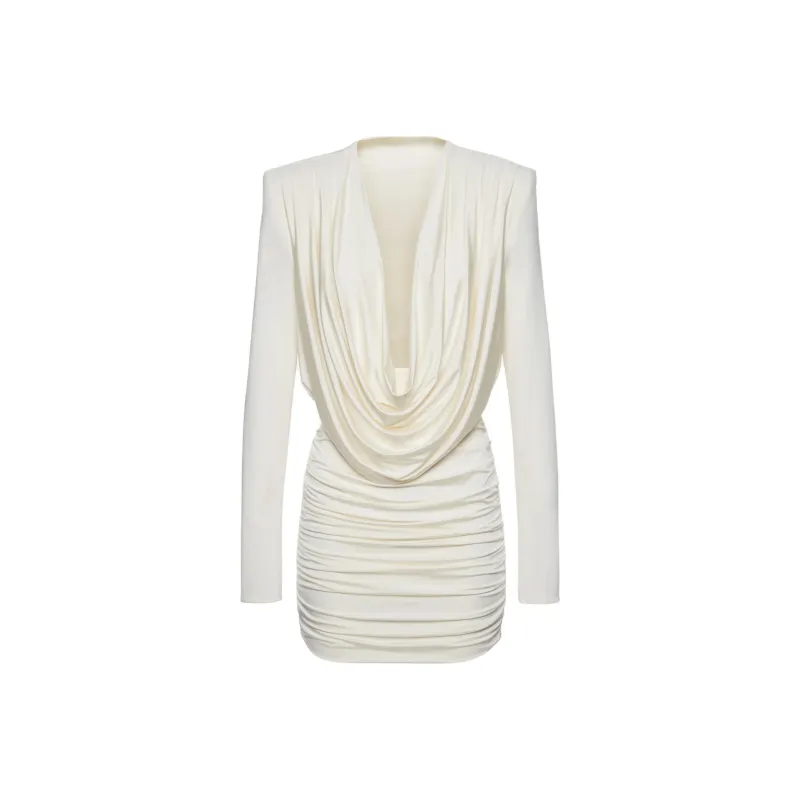 Magda Butrym Long Sleeved Draped Mini Dress-0