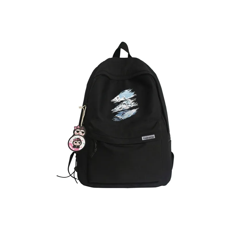 ADOONGA Nylon Backpack Unisex Black/White-0