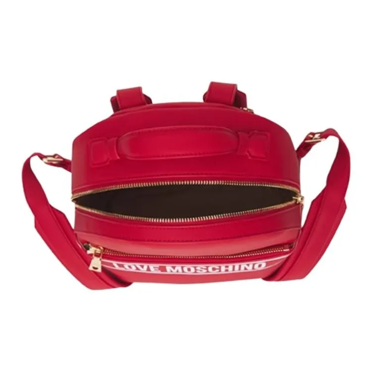 LOVE MOSCHINO PU Backpack Medium Size Women's Red-2