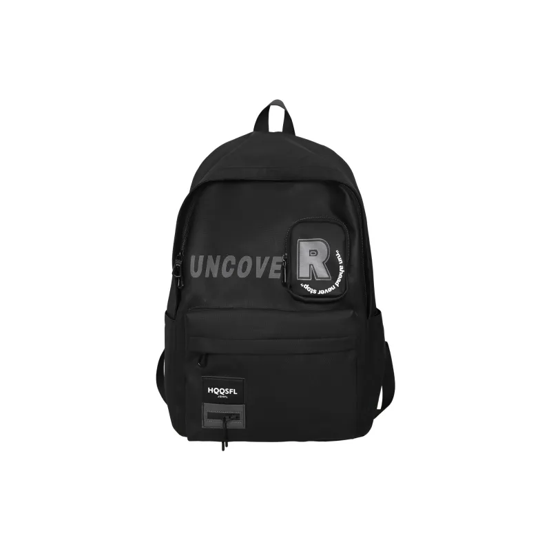 OURFUN Nylon Fabric Backpack Unisex Black/Purple/Orange/Green-0