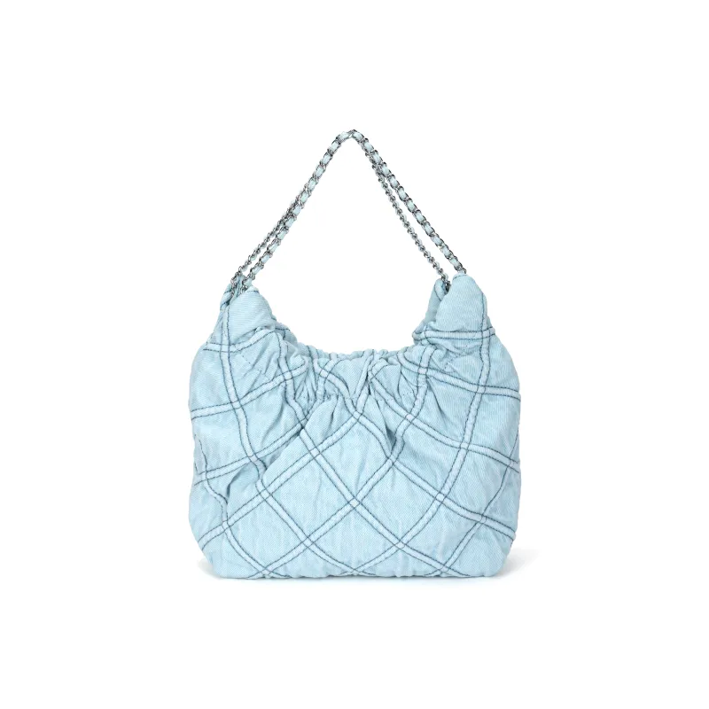 TORY BURCH Fleming Denim Mini Hobo Bag Seltzer-2