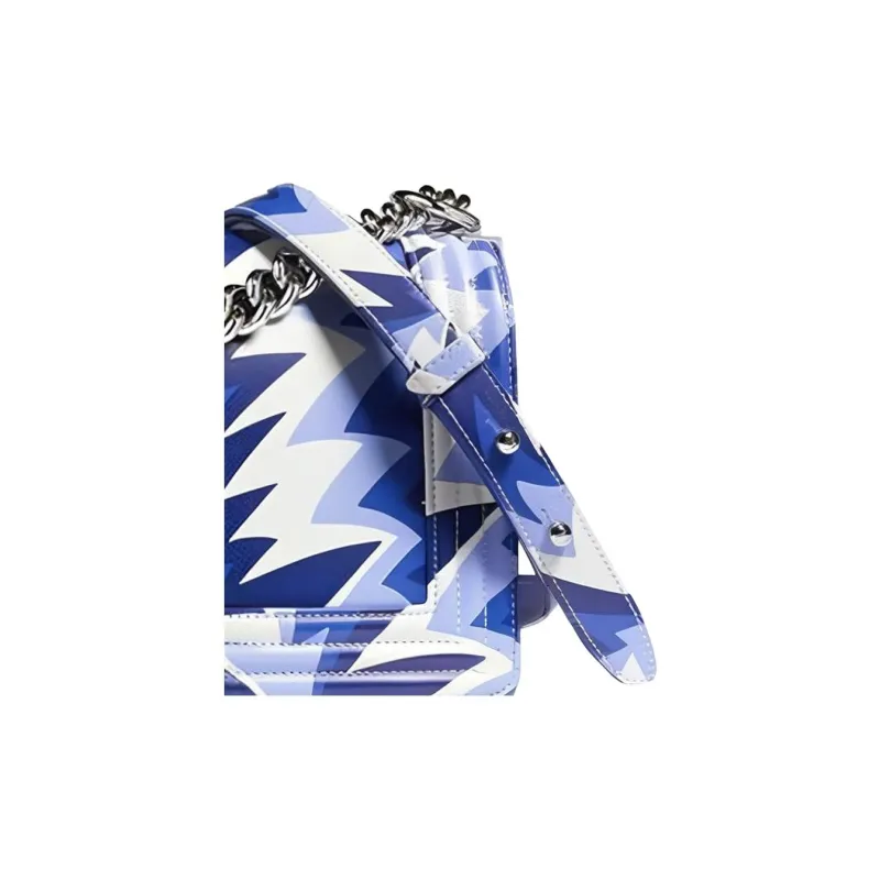 CHANEL Leboy Flap Bag Chain Crossbody Bag, Shoulder Bag Women's Blue White Triangle Multicolor-3