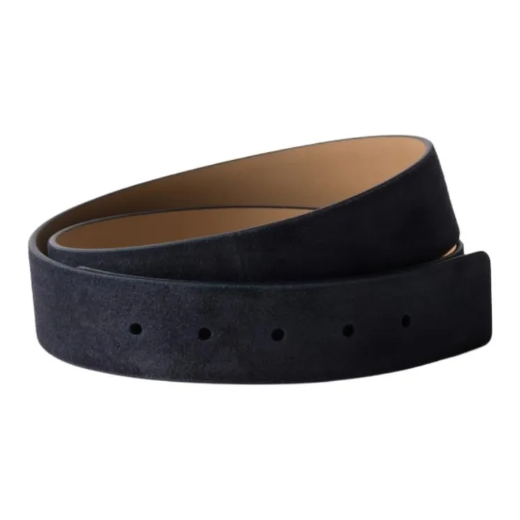 PRADA Suede, Calfskin Leather Belts Men's Marine Blue Width 3.5CM-0