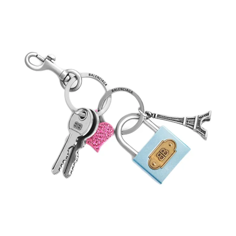 Balenciaga Brass Bag Accessory Women's Silver & Blue & Pink-0