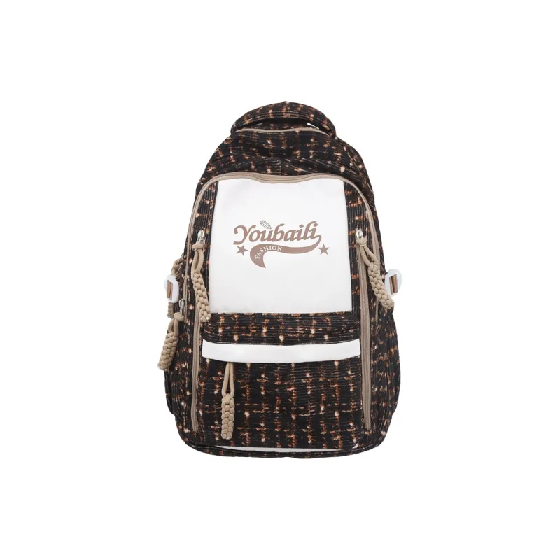 Kaka Tree Nylon Backpack Black/Pink/Brown/Blue/Green-12