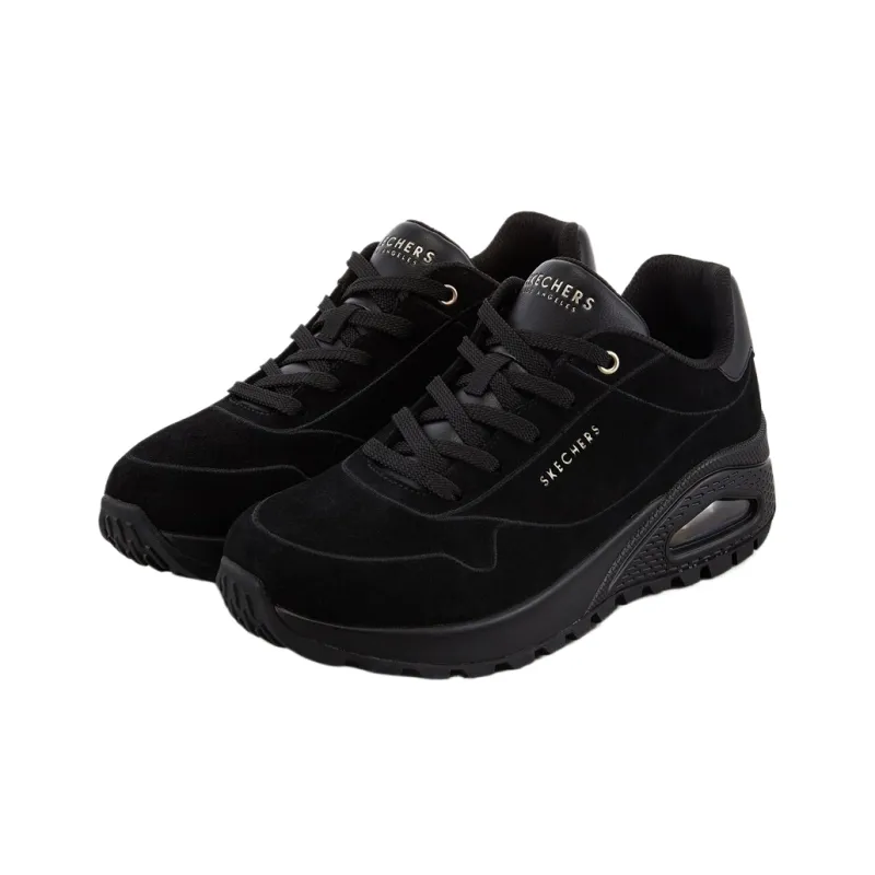 Skechers Uno Rugged Low Top Casual Shoes Women's Pure Black-2