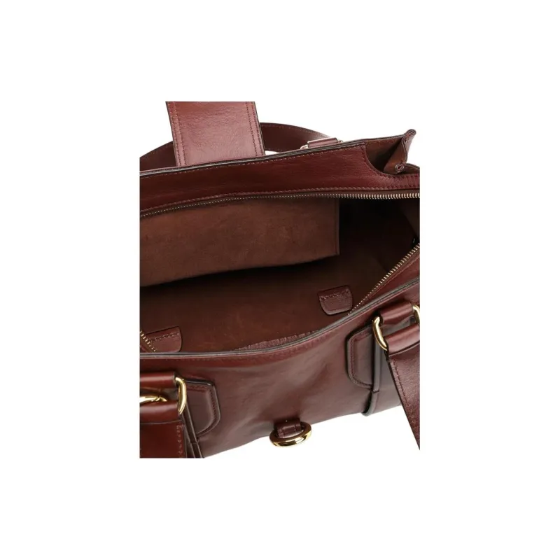 Chloe Leather Tote Bag, Shopping Bag, Shoulder Bag Women's Dark Brown-4