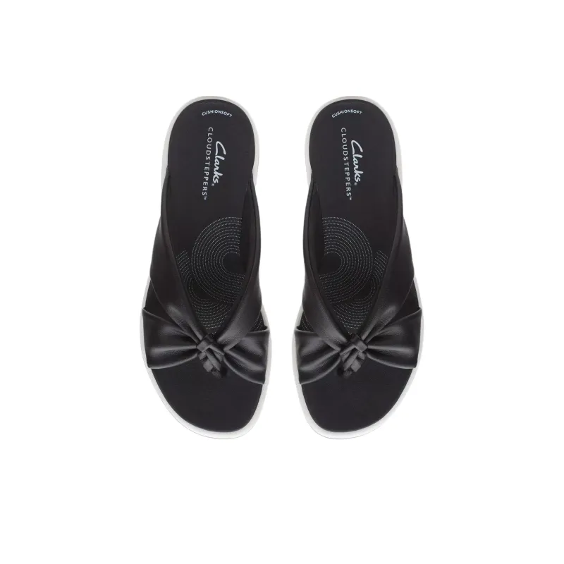 Clarks Rubber Sole Abrasion Resistant Flip Flops Women's Black White-3