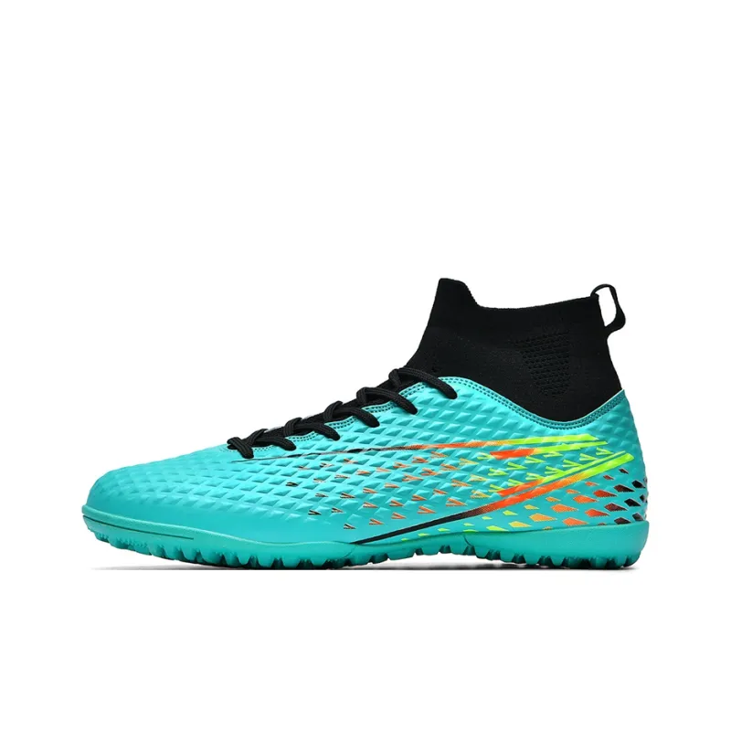 Kuding Soccer Shoes Unisex High Top Black/White/Aqua-43