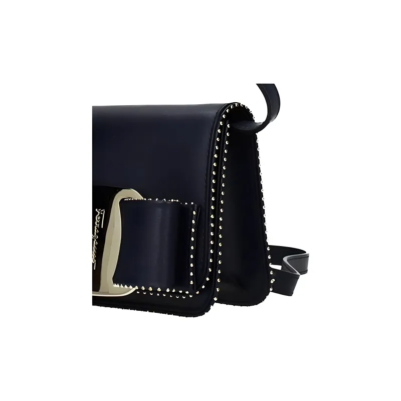 FERRAGAMO Leather Crossbody Bag, Shoulder Bag Women's Blue-3