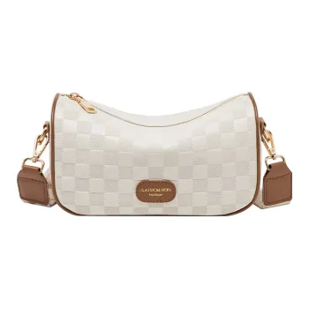 Narandu Cow Leather Pillow Bag Crossbody Bag Shoulder Bag Medium Size Women's White & Coffee/Coffee