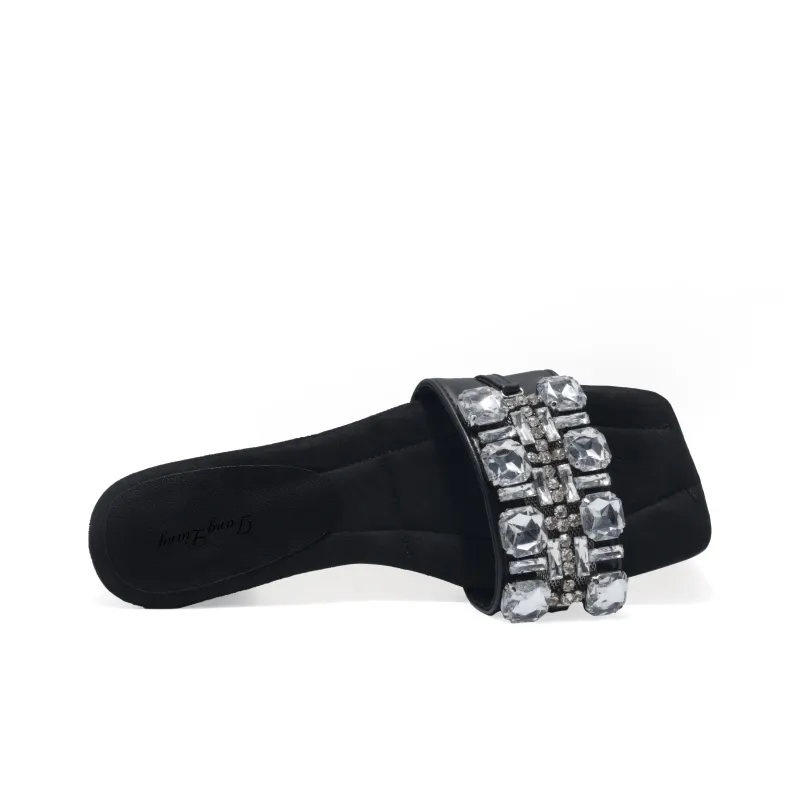 Be Good Rubber Metal Rhinestone Abrasion Resistant Slide Slippers Women's-4