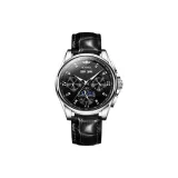 Black Leather Jet Black Dial