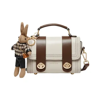 Narandu Cow Leather With Synthetic Leather Shoulder Bag, Crossbody Bag, Handbag Trumpets Women's Sea Salt White/Coffee