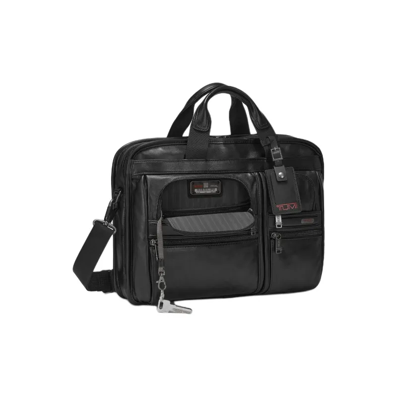 TUMI Cow Leather One Shoulder Crossbody Portable Briefcase Medium Size Men's Black-1
