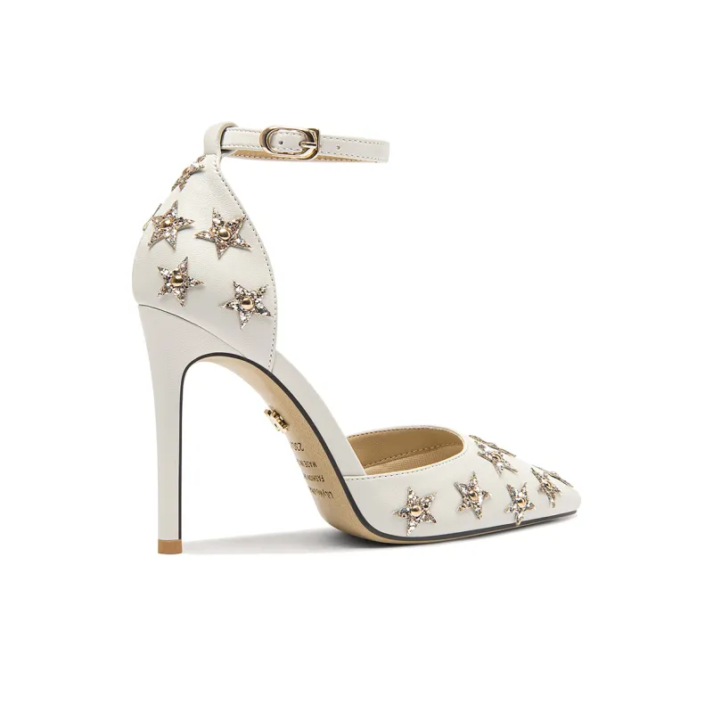 Lily Wei Star Rhythm Slim Heel High Heels Women's Ecru-1
