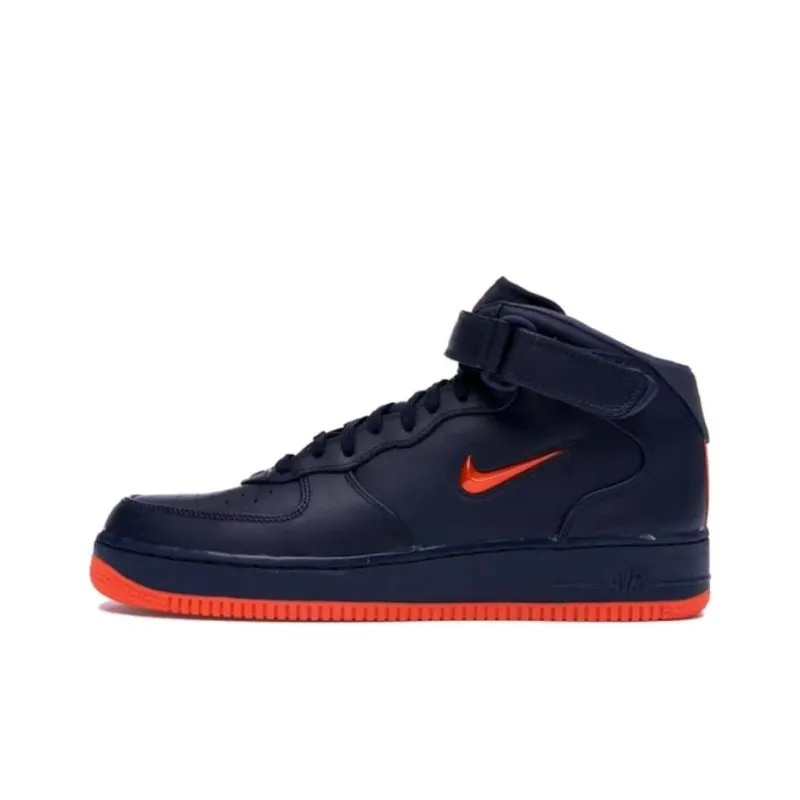 Nike Air Force 1 Wear resistant And Lightweight Mid Top Skateboard Shoes Unisex Black Orange-0