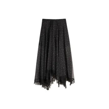 ELLE Casual Long Skirts Women's Black White