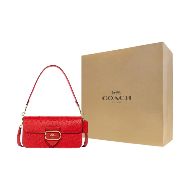 COACH Morgan Leather With Suede With Calfskin Shoulder Bag, Portable Crossbody Bag Women's Red-6