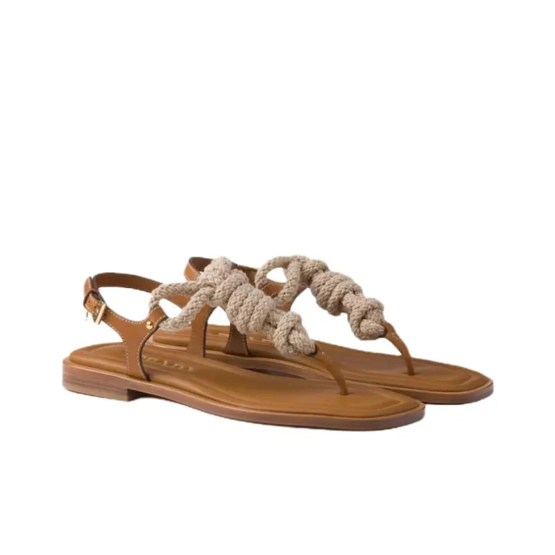 PRADA One Strap Sandals Women's Brown-2