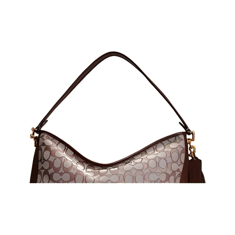 COACH Tabby Jacquard Fabric With Leather Hobo Bag, Shoulder Bag, Crossbody Bag, Handbag Tubas Women's Gray-3