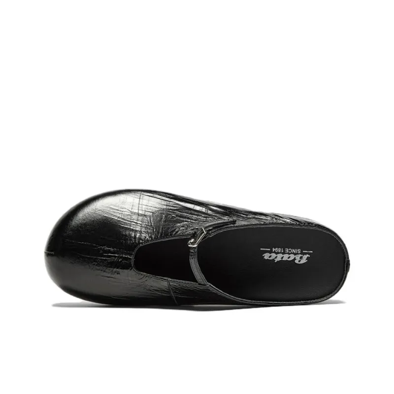 BATA Rubber Sole Leather Patchwork Quiet Closed Toe Slippers Women's-3