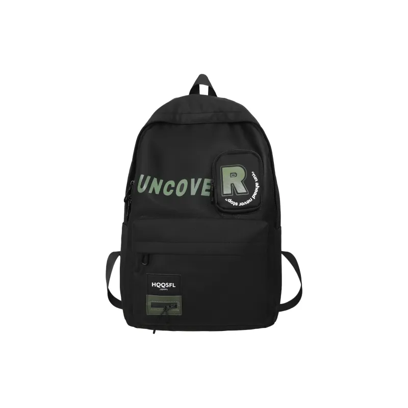OURFUN Nylon Fabric Backpack Unisex Black/Purple/Orange/Green-15