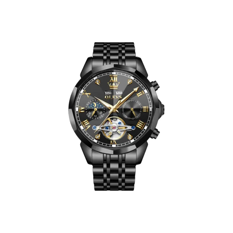 OLEVS Wisdom Series Automatic Mechanical Movement Stainless Steel Watchband Watch Men's Watches Black Dial-20