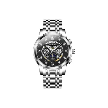 OLEVS Wisdom Series Mechanical Movement Stainless Steel Watchband Watch Men's Watches Black Dial