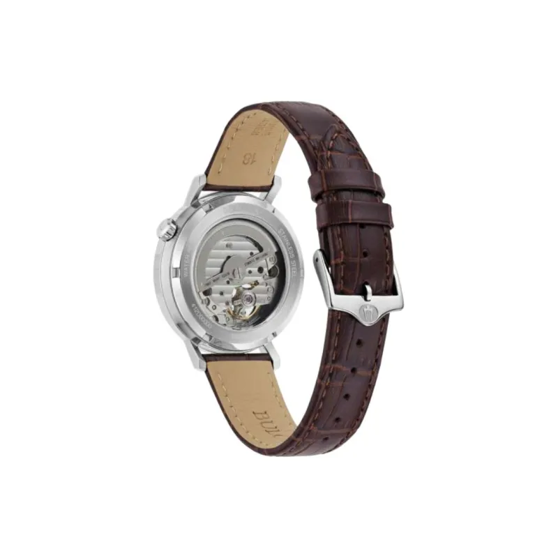 BULOVA Classic Collection Wrist Watch Automatic Mechanical Movement Cow Leather Strap 38mm White Dial Men's Watches-1