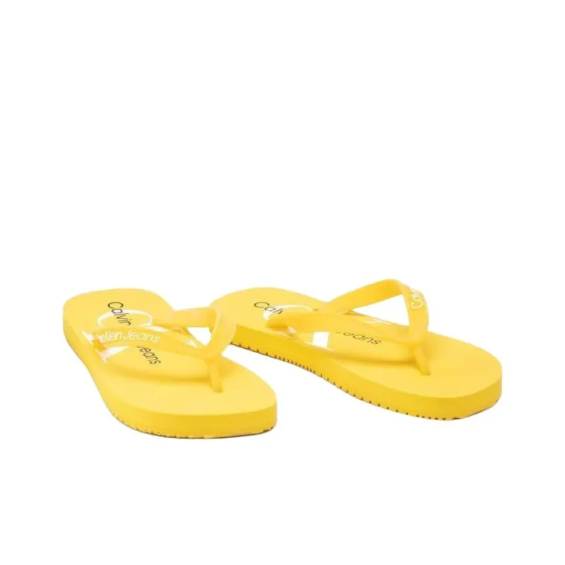 CKJ CALVIN KLEIN JEANS Abrasion Resistant Flip Flops Women's Yellow-3