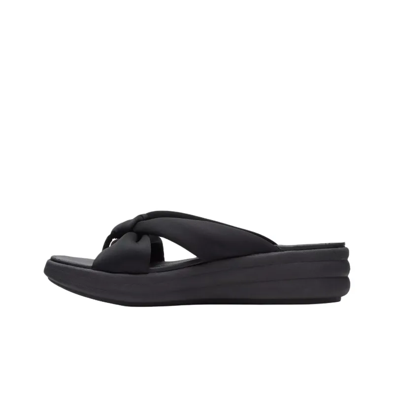 Clarks Rubber Sole Abrasion Resistant Flip Flops Women's Black-1