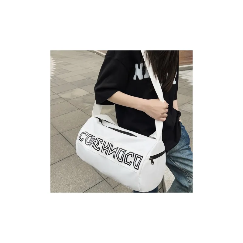 OURFUN Oxford Gym Bag Large Size Unisex White/Black/Green-1