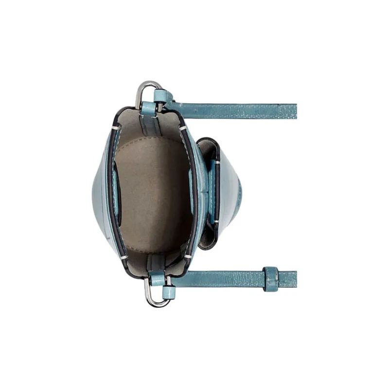 Ecco Cow Leather Crossbody Bag, Shoulder Bag Mini Unisex Light Blue-3