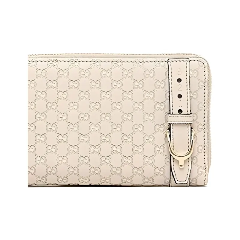 GUCCI Leather Wallet Women's White-4