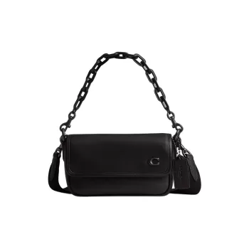 COACH Charter Leather Shoulder Bag Crossbody Bag Small Size Women's Black