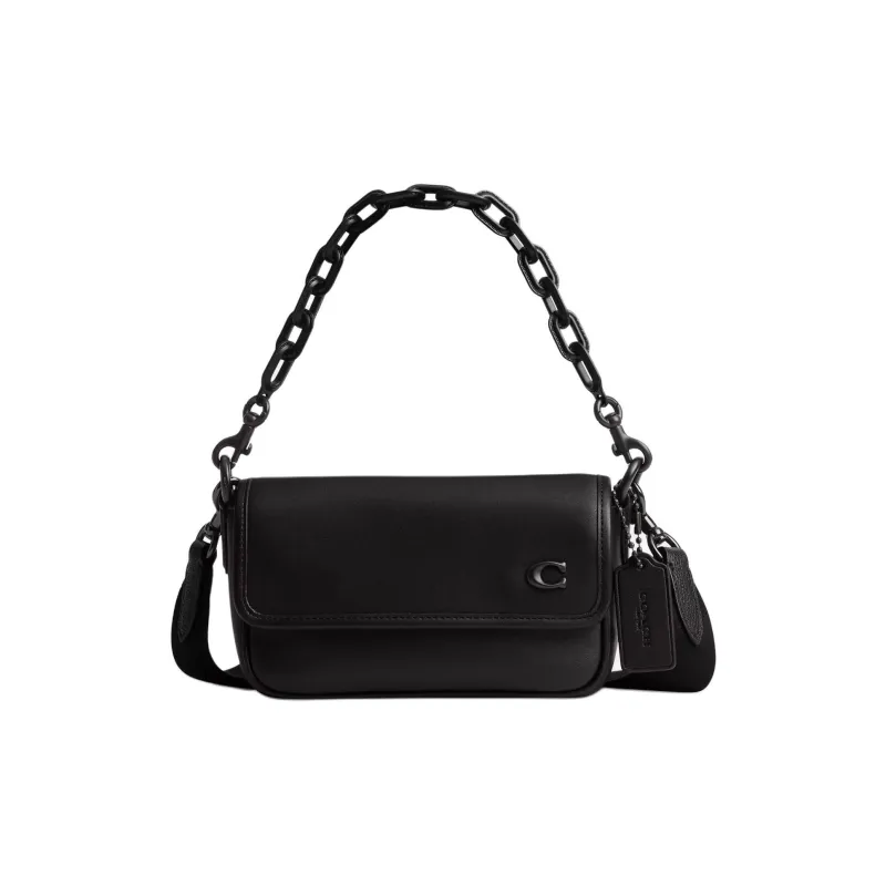 COACH Charter Leather Shoulder Bag Crossbody Bag Small Size Women's Black-0