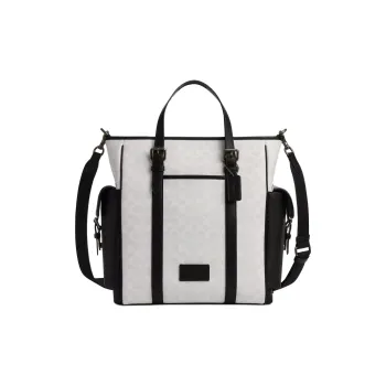 COACH Sprint Coated Canvas Tote Bag, Shopping Bag, Shoulder Bag, Crossbody Bag, Handbag Tubas Men's Chalk & Black