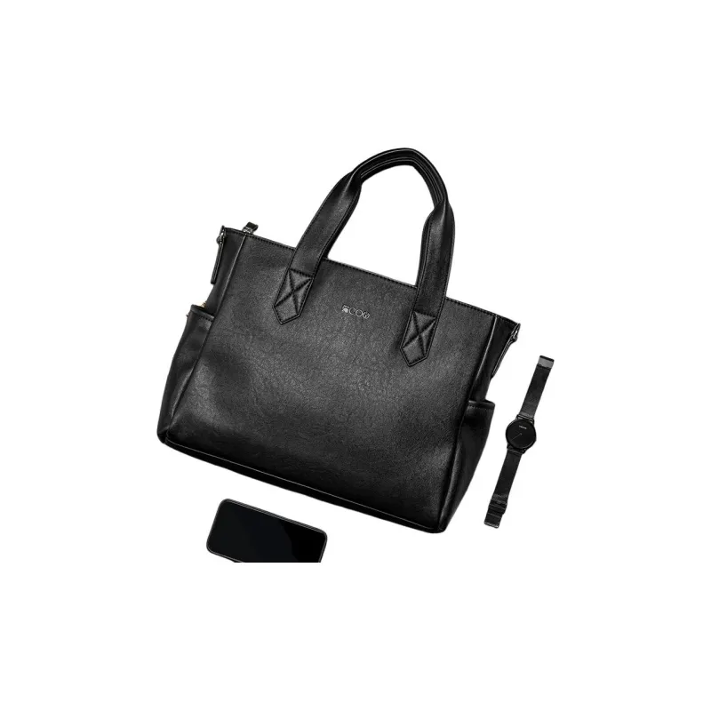 COW Leather Briefcase, Handbag Tubas Men's Black-3