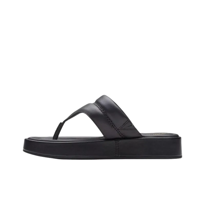 Clarks Rubber Sole Abrasion Resistant Flip Flops Women's Black-1
