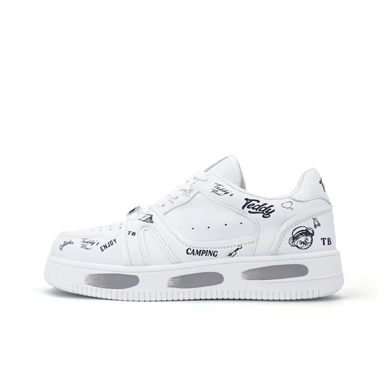 Teddy Bear Collection Skateboard Shoes Men Low Top White-0