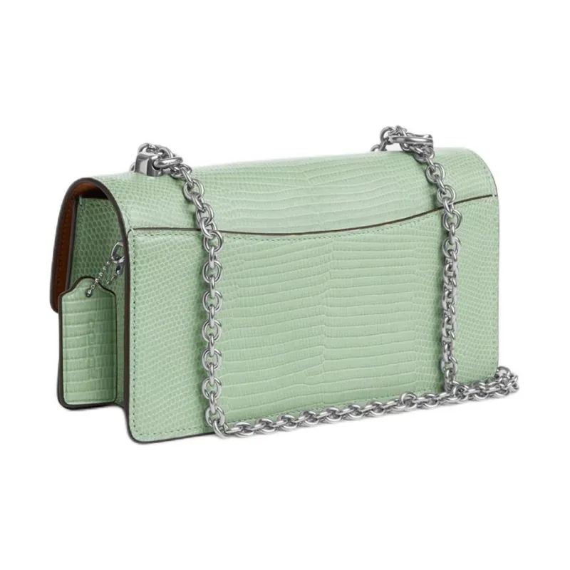 COACH Eliza Leather Shoulder Bag Crossbody Bag Small Size Women's Silver & Light Green-1