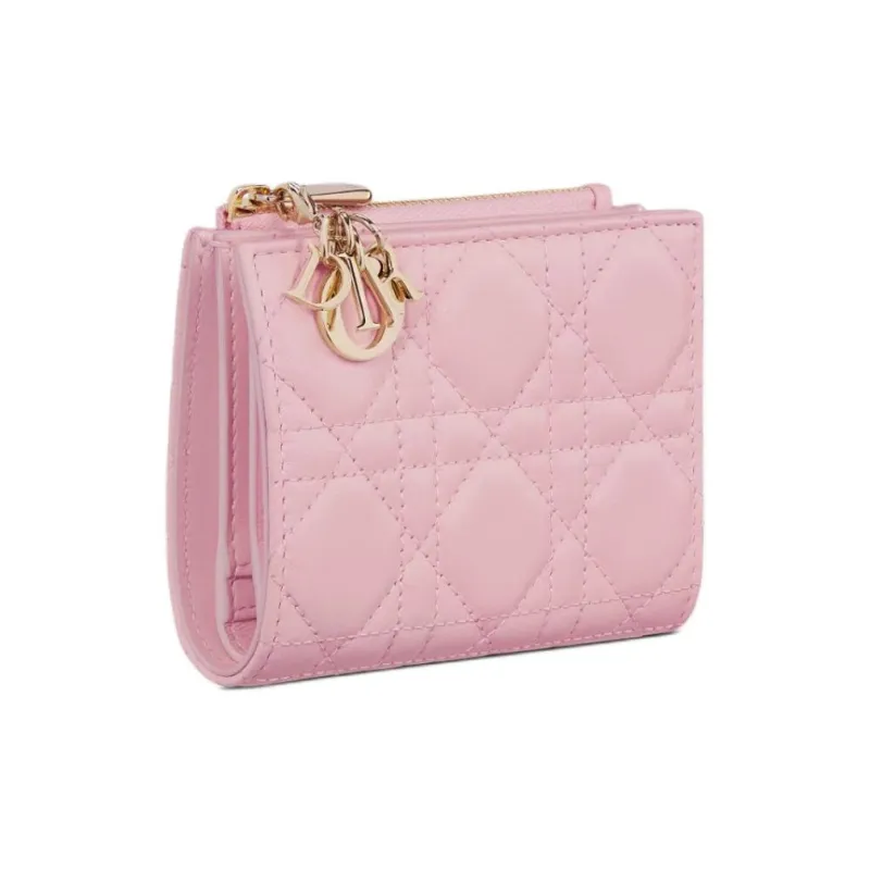 DIOR Lady Dior Sheepskin Wallet Women's Pink-1