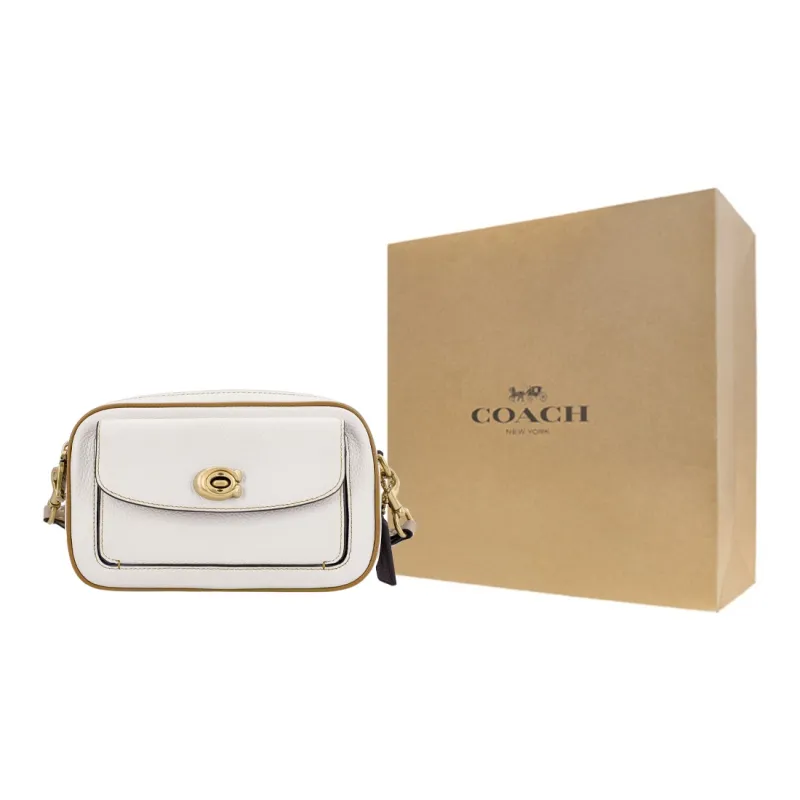 COACH Willow Leather Camera Bag, Shoulder Bag, Crossbody Bag Small Size Women's White-8