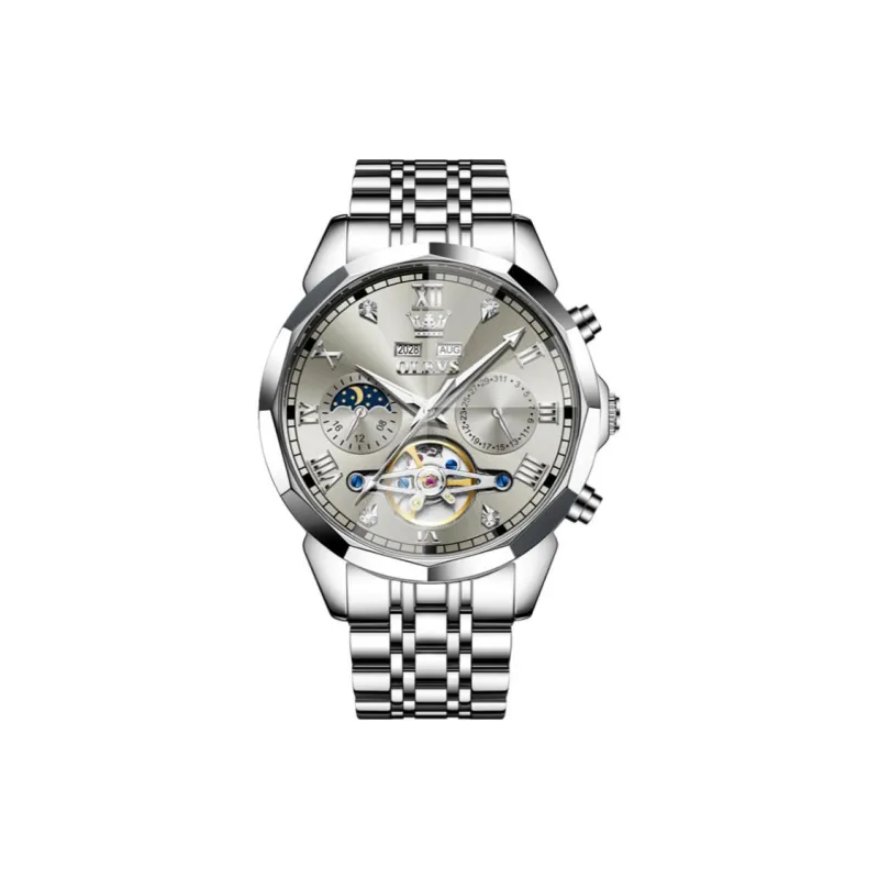 OLEVS Wisdom Series Automatic Mechanical Movement Stainless Steel Watchband Watch Men's Watches Black Dial-10