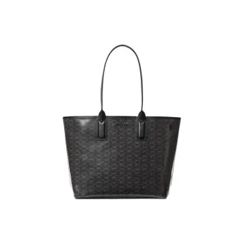 MICHAEL KORS Polyester Tote Bag Shopping Bag Dog Tooth Bag Shoulder Handbag Large Size Women's Black