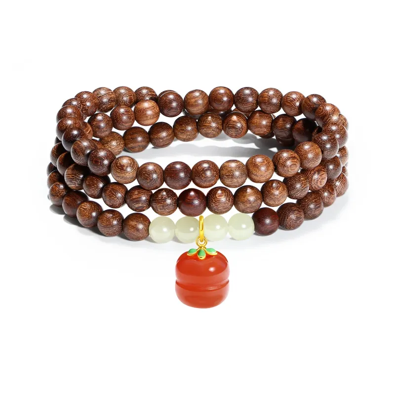 PUTUOSHANWENCHUANG Golden Sandalwood Bracelets Unisex-0